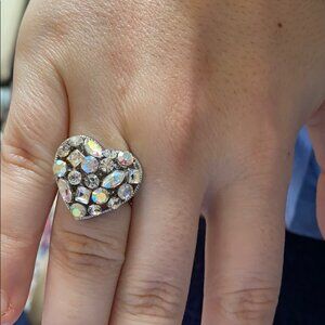 Crystal heart ring